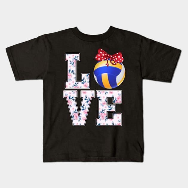 Summer Floral Love Volleyball Kids T-Shirt by jrgmerschmann